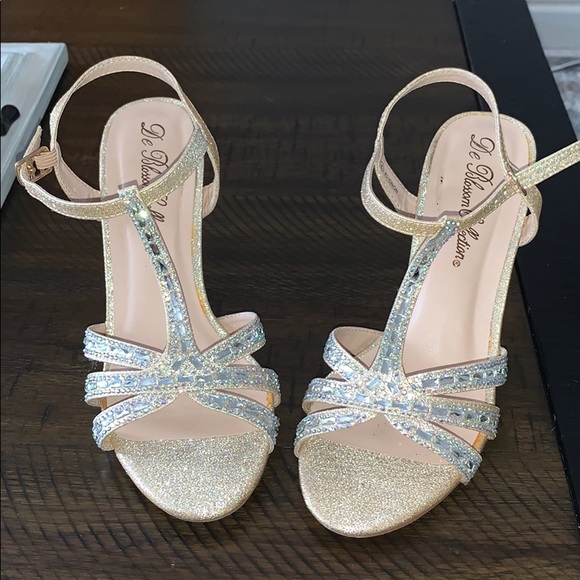 SOLD Nude and sparkle Rhinestone High Heels - Picture 1 of 6